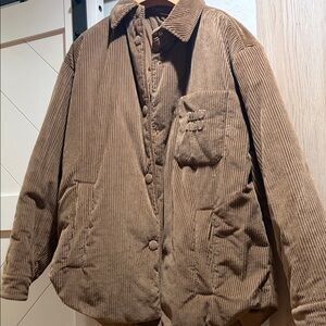 Miu Miu Tan Corduroy Puffer Jacket